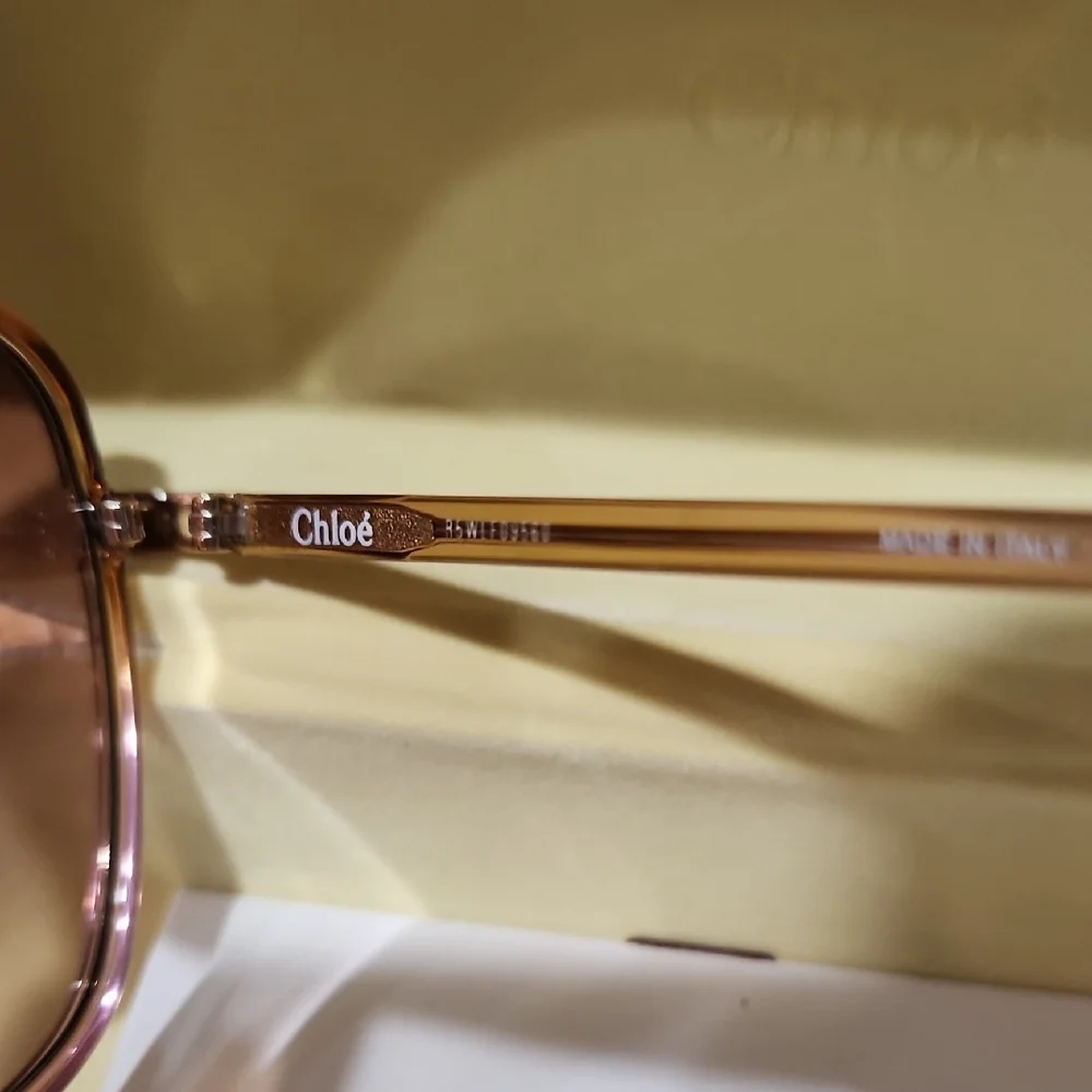NEW CHLOE CH0031SA 002 59mm Pink Gold Oversized Sunglasses Italy - Picture 12 of 14